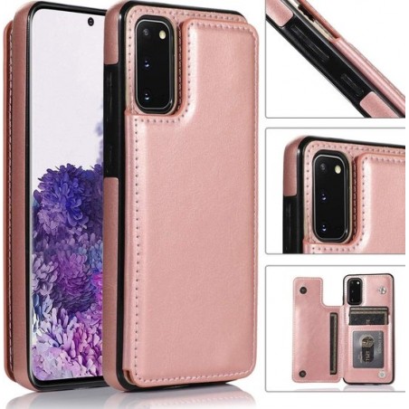 Wallet Case Samsung Galaxy S20 - roze + glazen screen protector