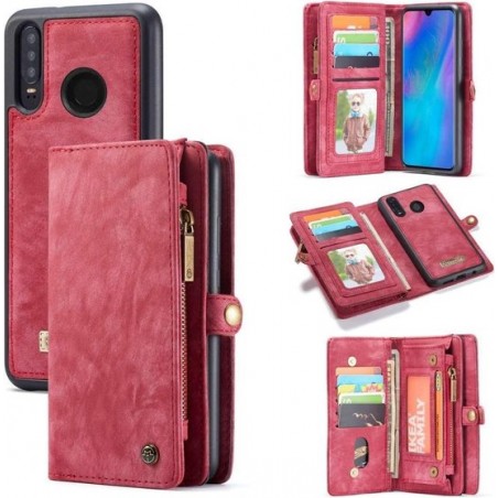 CASEME Huawei P30 Lite Vintage Portemonnee Hoesje - Rood