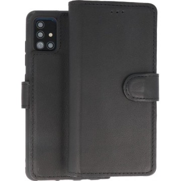 BAOHU Handmade Leer Telefoonhoesje Wallet Cases voor Samsung Galaxy A51 - Zwart