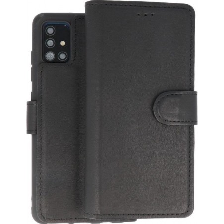 BAOHU Handmade Leer Telefoonhoesje Wallet Cases voor Samsung Galaxy A51 - Zwart