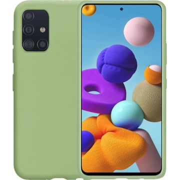 Samsung Galaxy A71 Hoesje Siliconen Case Back Cover Hoes - Groen