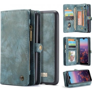 CaseMe Vintage Wallet Case Hoesje Huawei P20 Pro - Blauw