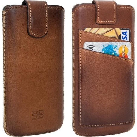 Bouletta Lederen iPhone 11 Pro insteek hoesje met vakjes - Sleeve - Burned Cognac