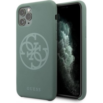GUESS Premium Tone On Tone Backcover Hoesje iPhone 11 Pro - Midnight green