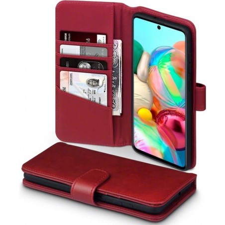 Samsung Galaxy A71 Bookcase hoesje - CaseBoutique - Effen Rood - Leer
