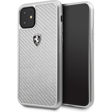 Apple iPhone 11 Zilver Ferrari Backcover hoesje FEHCAHCN61SI - Carbon Fiber - FEHCAHCN61SI