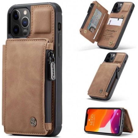 CASEME Apple iPhone 12 Pro Max Back Cover Wallet Hoesje Bruin