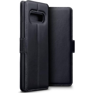 Qubits - lederen slim folio wallet hoes - Samsung Galaxy S10 Plus - Zwart