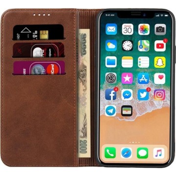 Casecentive Leren Wallet case - Portemonnee hoes - iPhone 11 Pro Bruin