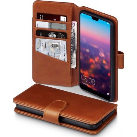 Huawei P20 Bookcase hoesje - CaseBoutique - Effen Cognac - Leer