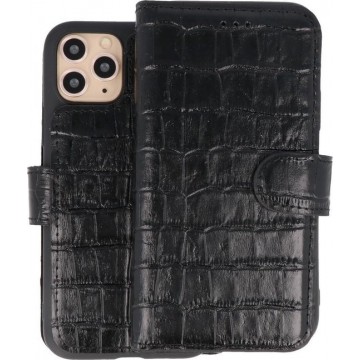 BAOHU Krokodil Handmade Leer Telefoonhoesje Wallet Cases voor iPhone 11 Pro Zwart
