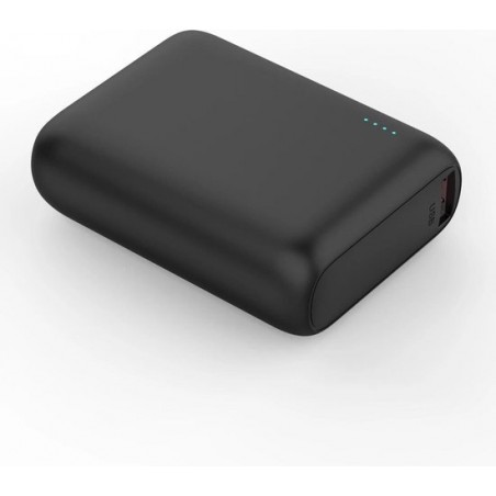 NÖRDIC PBK-101 Mini Powerbank 10.000 mAh, 18W USB C en USB, 0,2 meter, QuickCharge 3.0, Zwart