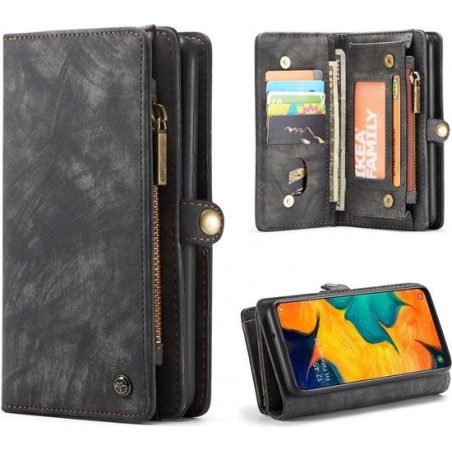 CASEME Samsung Galaxy A50 Vintage Portemonnee Hoesje - Zwart