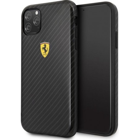 iPhone 11 Pro Backcase hoesje - Ferrari - Effen Zwart - Kunststof