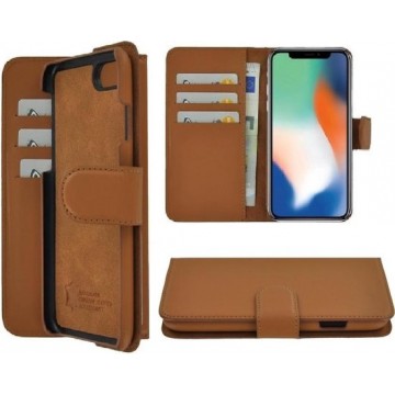 iPhone X hoesje – iPhone Xs hoesje - Bookcase - Portemonnee Hoesje Echt leer Wallet case Bruin