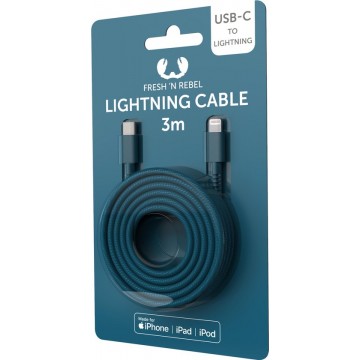 Fresh 'n Rebel USB-C naar lightning kabel - 3M - Blauw