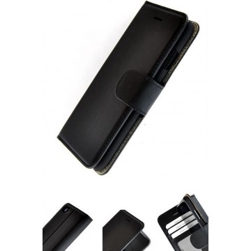 Echt Leder Zwart Wallet Bookcase Pearlycase Hoesje voor Apple iPhone 7 / iPhone 8 / iPhone 6(s)