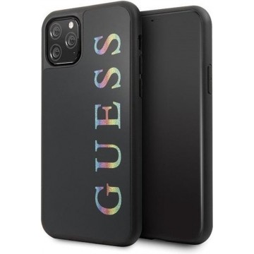 GUESS Glitter Logo Backcover Hoesje iPhone 11 Pro Max – Zwart