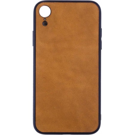 Leren Telefoonhoesje iPhone XR  – Bumper case - Cognac Bruin