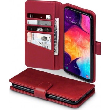 Samsung Galaxy A50 Bookcase hoesje - CaseBoutique - Effen Rood - Leer
