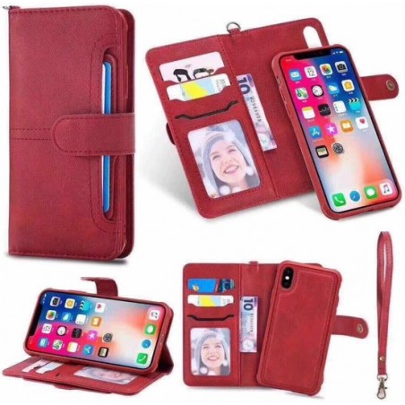 P.C.K. Hoesje/Boekhoesje/Bookcase/Book/Bookcase/Bookcase/Leer/Magneet luxe 2 in 1 rood geschikt voor Apple iPad 12 MINI
