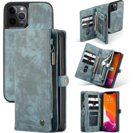 Caseme - vintage 2 in 1 portemonnee hoes - iPhone 12 Pro Max - Blauw