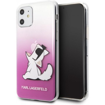 KARL LAGERFELD Fun Choupette Backcover Hoesje iPhone 11 - Roze Transparant