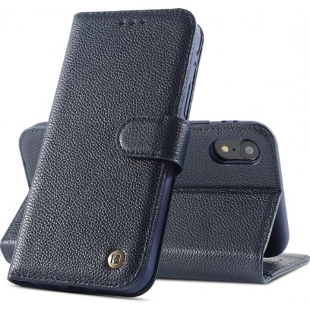 Bestcases Echt Lederen Wallet Case Telefoonhoesje iPhone XR - Navy