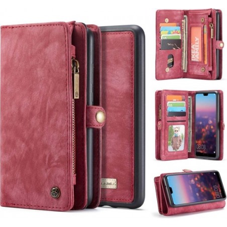 CaseMe Vintage Wallet Case Hoesje Huawei P20 Pro - Rood