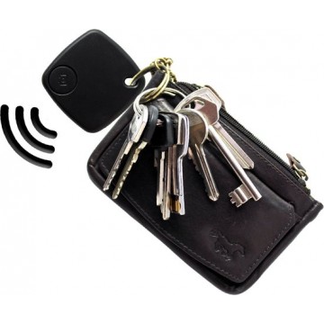 Safekeepers Keyfinder Bluetooth met Compact Leren Portemonnee etui Zwart - Sleutelhanger - Smart Tracker Gadget - Phone Finder