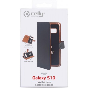 Celly - Samsung Galaxy S10 - Wally Bookcase Black - Openklap Hoesje Samsung Galaxy S10 - Samsung Case Black