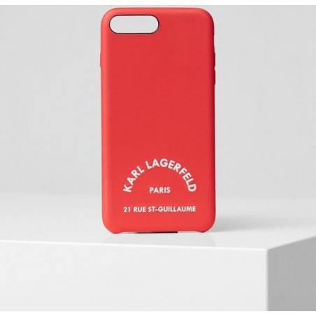 Karl Lagerfeld back cover - " PARIS 21 RUE DE ST GUILLAUME" voor de Apple iPhone 11 Pro - ROOD - Soft touch feeling