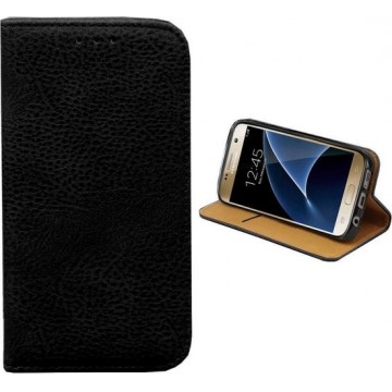 Bookcase PU Lederlook voor Samsung S6 Edge Plus Zwart