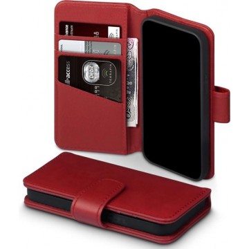 iPhone 12 Mini Bookcase hoesje - CaseBoutique - Effen Rood - Leer