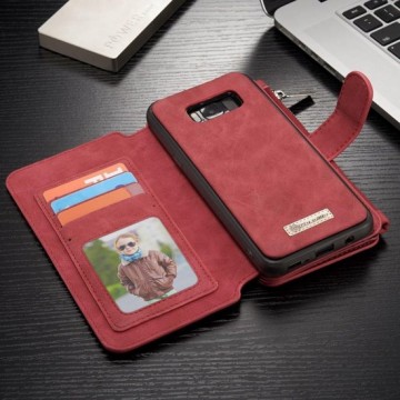 Samsung Galaxy S8 Lederen Portemonnee Hoesje - uitneembaar met backcover (rood)