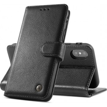 Bestcases Echt Lederen Wallet Case Telefoonhoesje iPhone Xs Max - Zwart