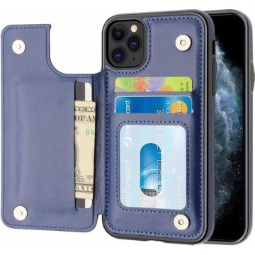 Wallet Case iPhone 11 Pro Max - blauw met Privacy Glas