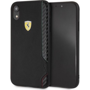 iPhone XR Backcase hoesje - Ferrari - Effen Zwart - Kunstleer