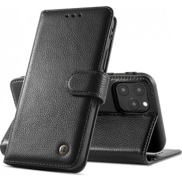 Bestcases Echt Lederen Wallet Case Telefoonhoesje iPhone 12 - 12 Pro - Zwart