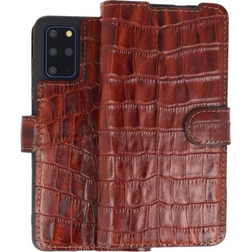 BAOHU Krokodil Handmade Leer Telefoonhoesje Wallet Cases voor Samsung Galaxy S20 Plus Bruin