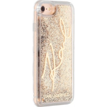 Karl Lagerfeld Apple iPhone SE2 (2020) & iPhone 8 Goud Backcover hoesje - glitter Signature