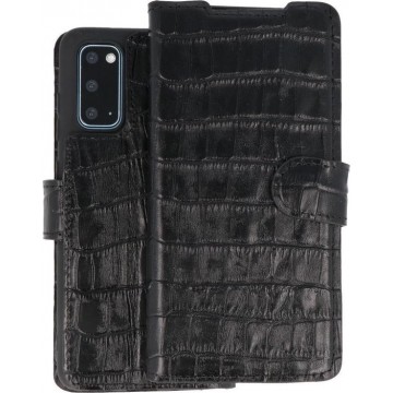 BAOHU Krokodil Handmade Leer Telefoonhoesje Wallet Cases voor Samsung Galaxy S20 Zwart