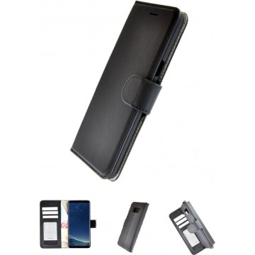 Echt Leder Zwart Wallet Bookcase Pearlycase Hoesje voor Samsung Galaxy S8