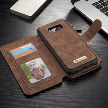 Galaxy S8 Lederen Portemonnee - uitneembaar met backcover (bruin) - Elektronica telefoonshop.net 35% Korting!