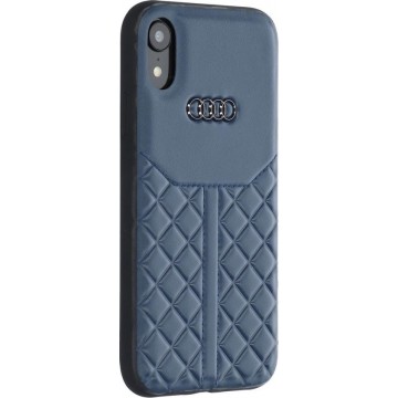 iPhone XR Backcase hoesje - Audi - Effen Donkerblauw - Leer
