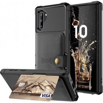 Magnetic Card Holder Hybrid Case Samsung Galaxy Note 10 - Zwart
