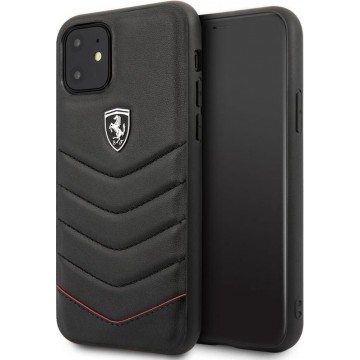 iPhone 11/XR Backcase hoesje - Ferrari - Effen Zwart - Leer