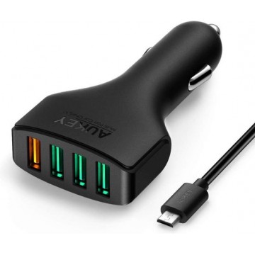 Aukey CC-T9 Quick Charge 3.0 Autolader - 4 USB poorten - Zwart