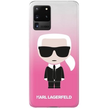 KARL LAGERFELD Iconic Boss Silicone Backcover Hoesje Samsung Galaxy S20 Ultra - Roze Transparant