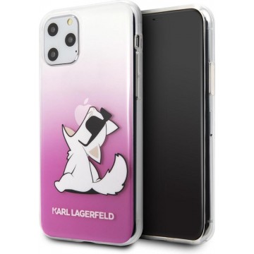 KARL LAGERFELD Fun Choupette Backcover Hoesje iPhone 11 Pro - Roze Transparant